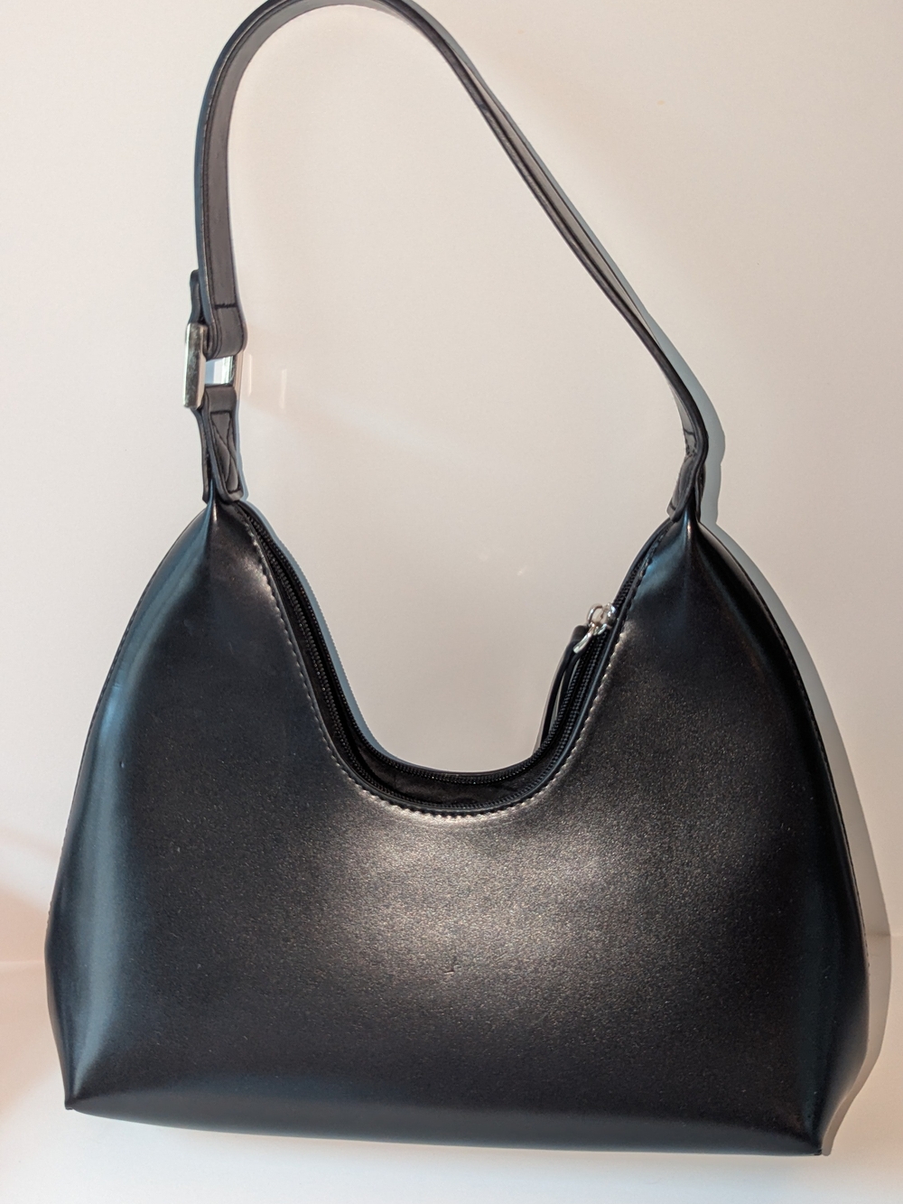 Minimalist Vegan/Eco Leather Classic Black Petite Simone Freya Shoulder Bag